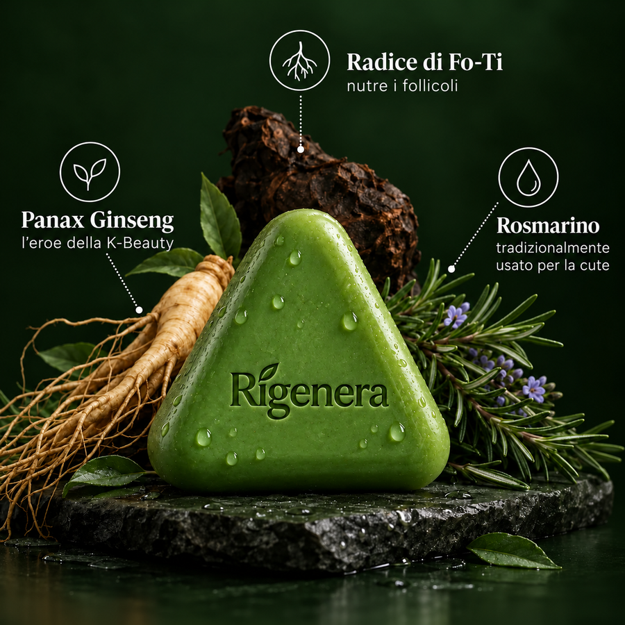 Rigenera shampoo solido con ingredienti botanici