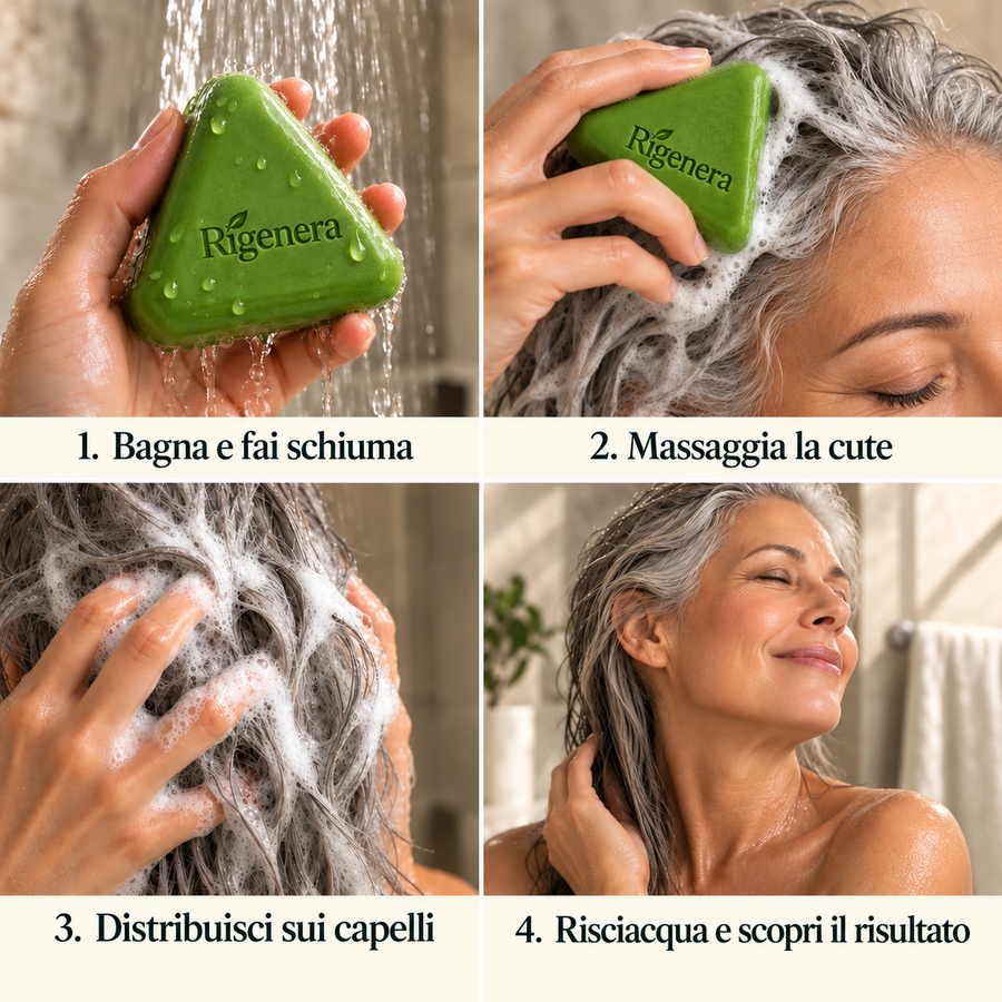 Guida utilizzo shampoo solido Rigenera